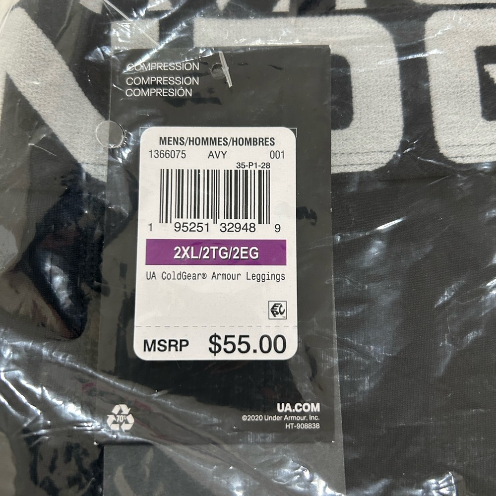 NWT 2XL Under Armour Black Cold Gear Compression Leggings